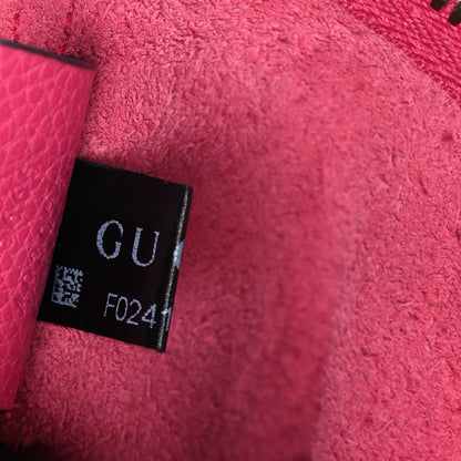Gucci Pebbled Calfskin Medium Logo Portfolio Clutch Box Pink Green 8 of 12
