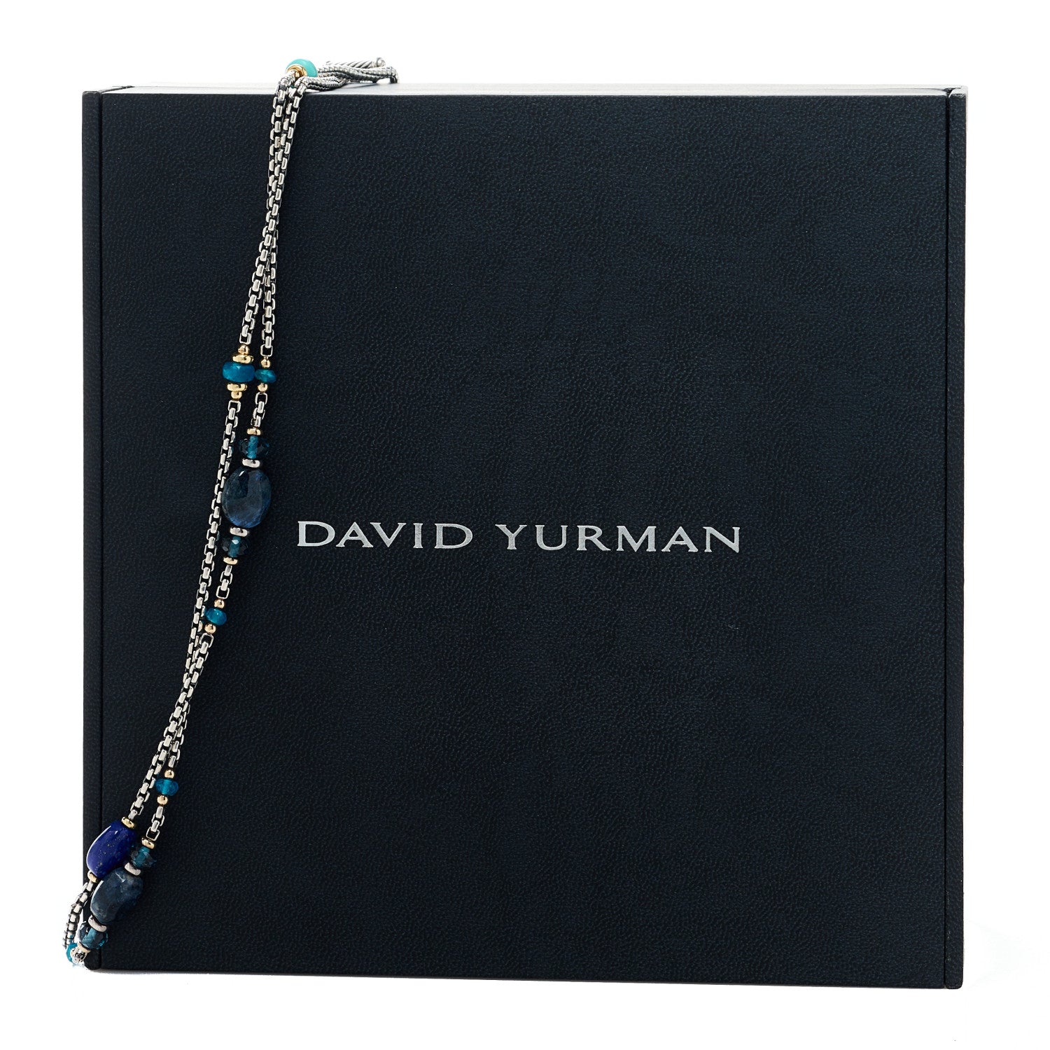David Yurman Sterling Silver 18K Yellow Gold Lapis Lazuli Sodalite Turquoise Blue Topaz Kyanite Quatrefoil Necklace 4 of 4
