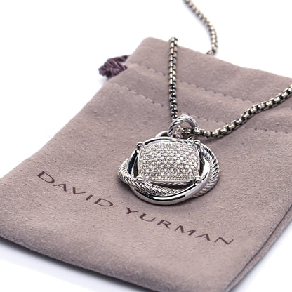 David Yurman Sterling Silver Diamond 32mm Infinity Pendant Necklace 5 of 5