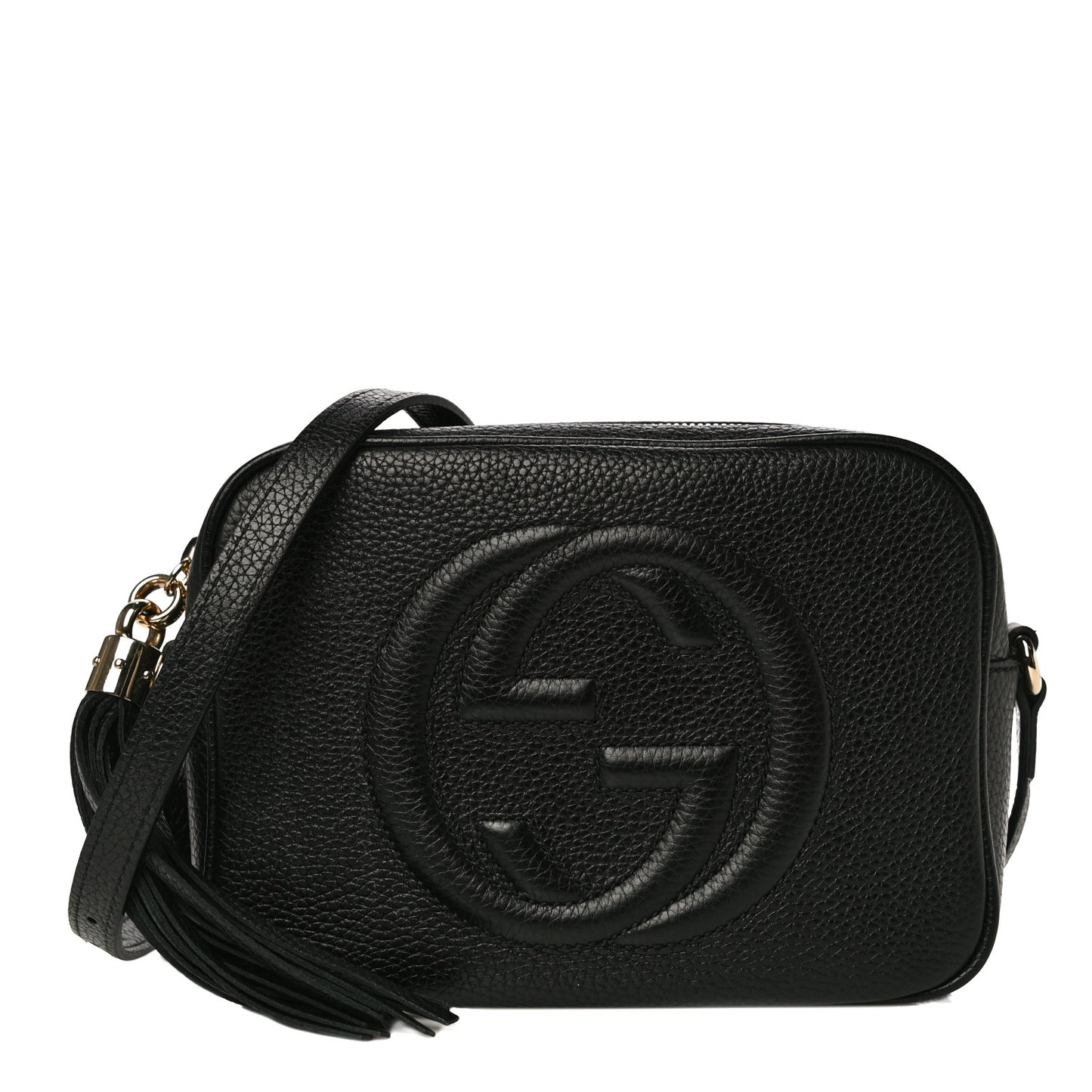 Pebbled Calfskin Small Soho Disco Bag Black