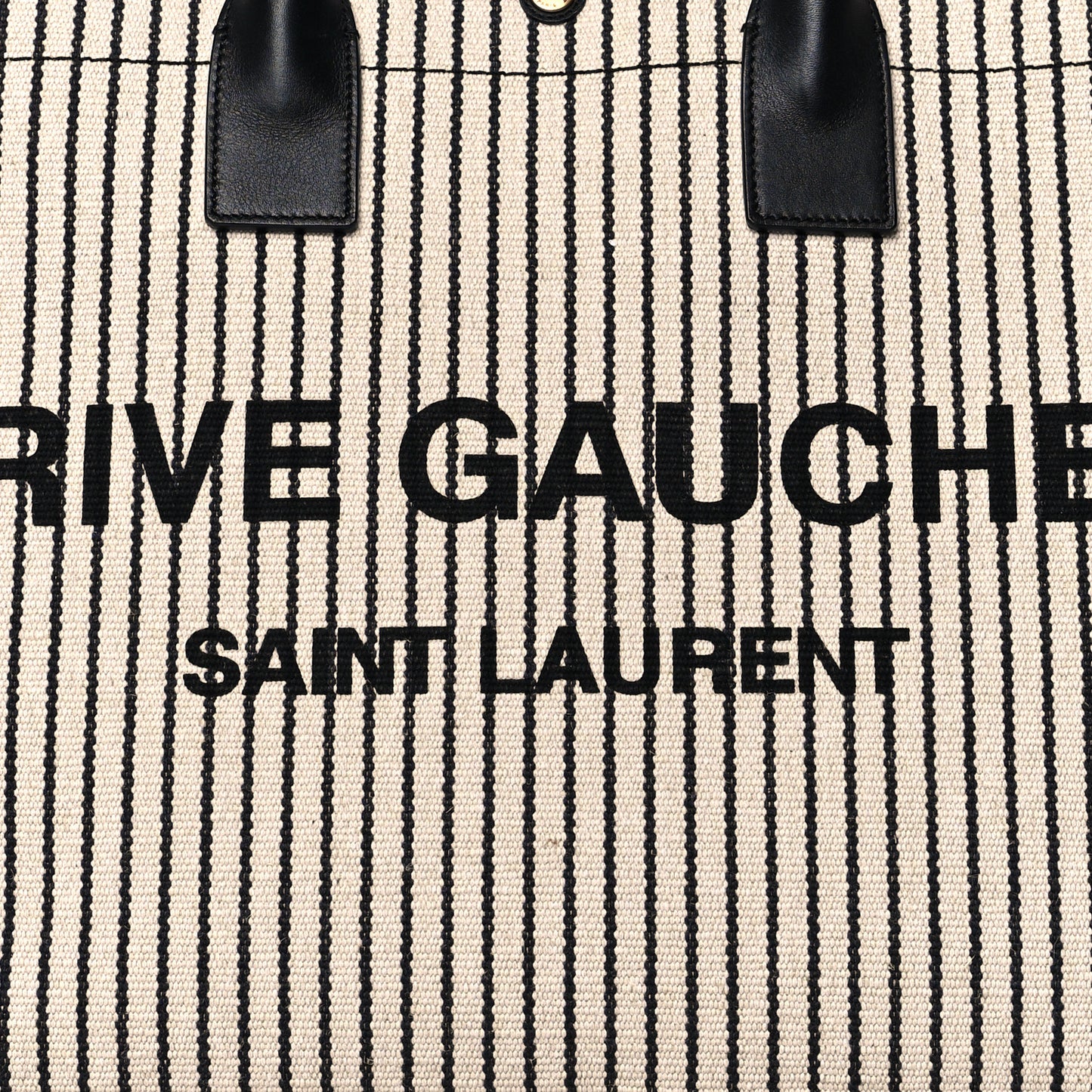 Embroidered Cotton Linen Rive Gauche Noe Tote Natural Black