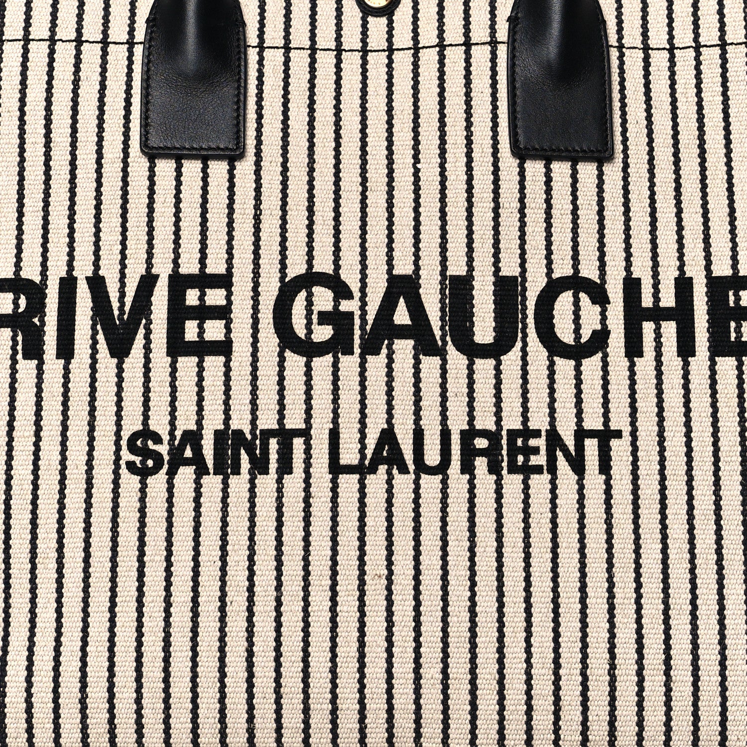 Saint Laurent Embroidered Cotton Linen Rive Gauche Noe Tote Natural Black 8 of 11