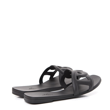 Hermes Rubber Aloha Sandals 37 Black 4 of 8