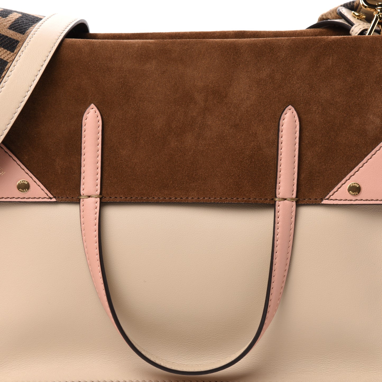 Vitello Grace Suede Large Flip Tote Nuvola Marrone Rosa Bourbon