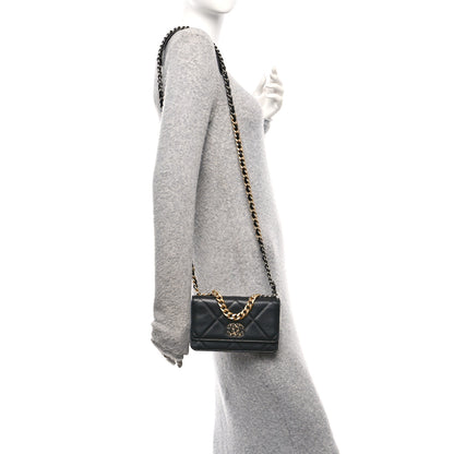 Chanel Lambskin Quilted Chanel 19 Wallet On Chain WOC Black 3 of 23
