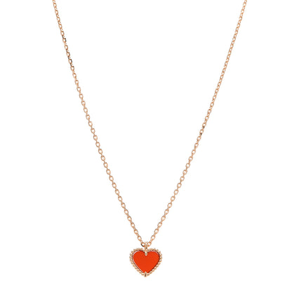 Van Cleef & Arpels 18K Rose Gold Carnelian Sweet Alhambra Heart Pendant Necklace 1 of 7