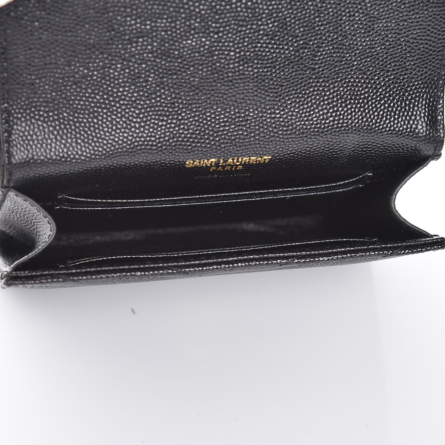 Saint Laurent Grain De Poudre Matelasse Chevron Small Monogram Envelope Wallet Black 5 of 8