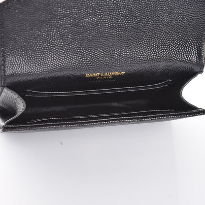 Saint Laurent Grain De Poudre Matelasse Chevron Small Monogram Envelope Wallet Black 5 of 8