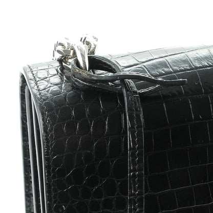 Saint Laurent Calfskin Crocodile Embossed Medium Monogram Sunset Black 9 of 9
