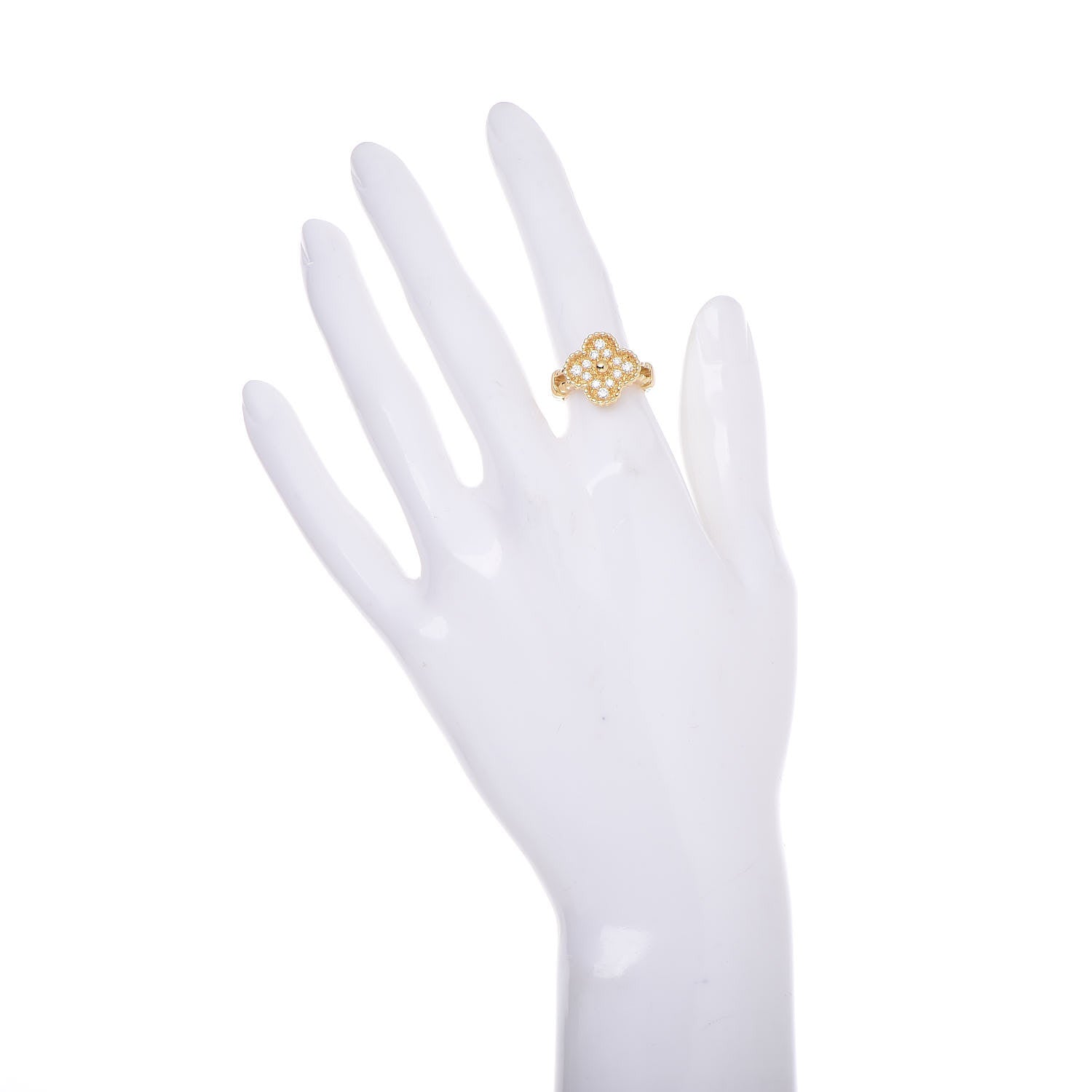 Van Cleef & Arpels 18K Yellow Gold Diamond Vintage Alhambra Ring 50 5.25 2 of 6