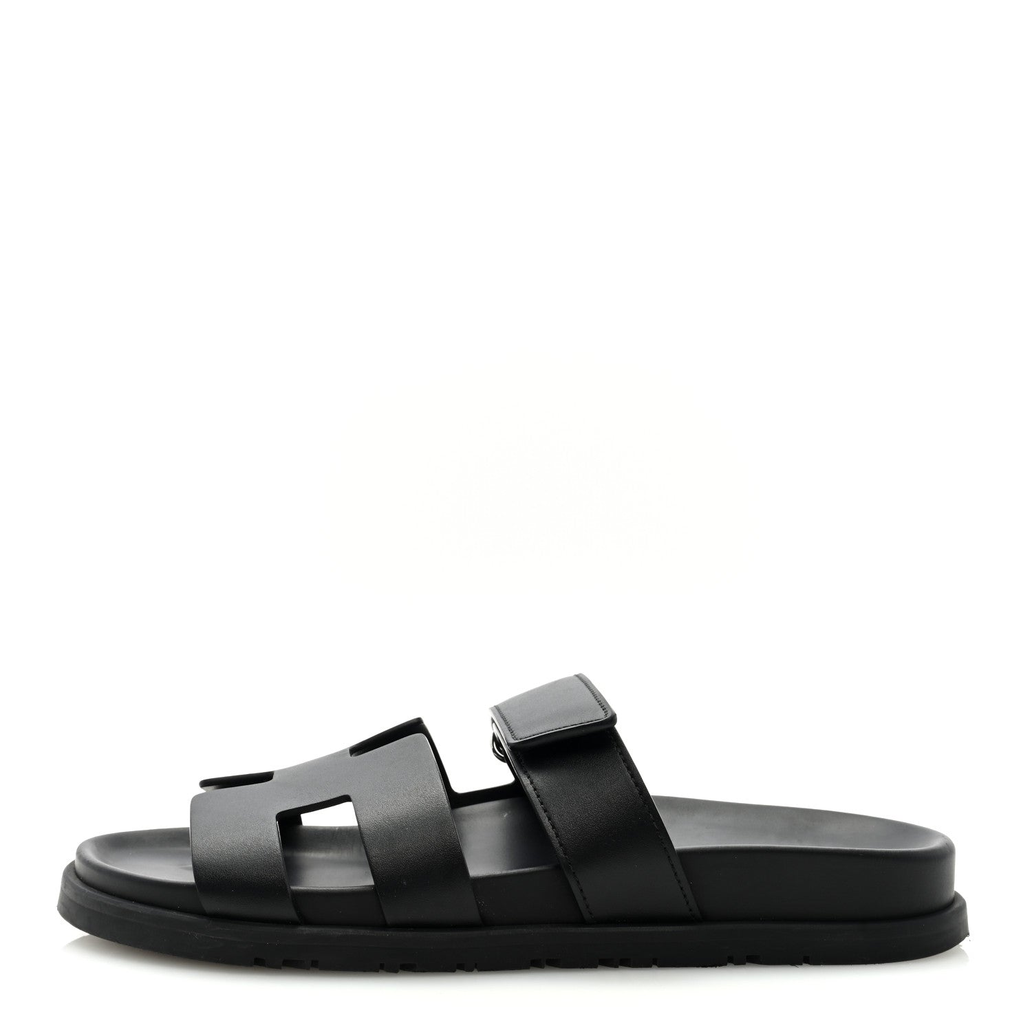 Hermes Calfskin Womens Chypre Sandals 38 Black 1 of 8