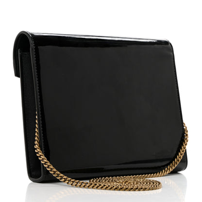 Saint Laurent Patent Monogram Cassandra Chain Wallet Black 2 of 10