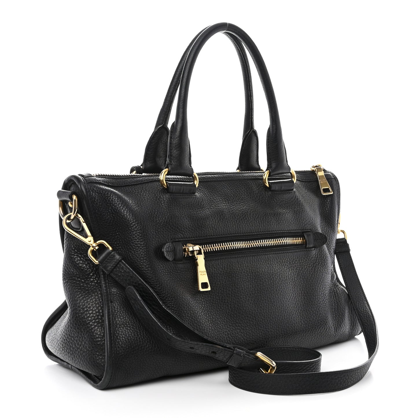 Vitello Daino Shopping Satchel Black