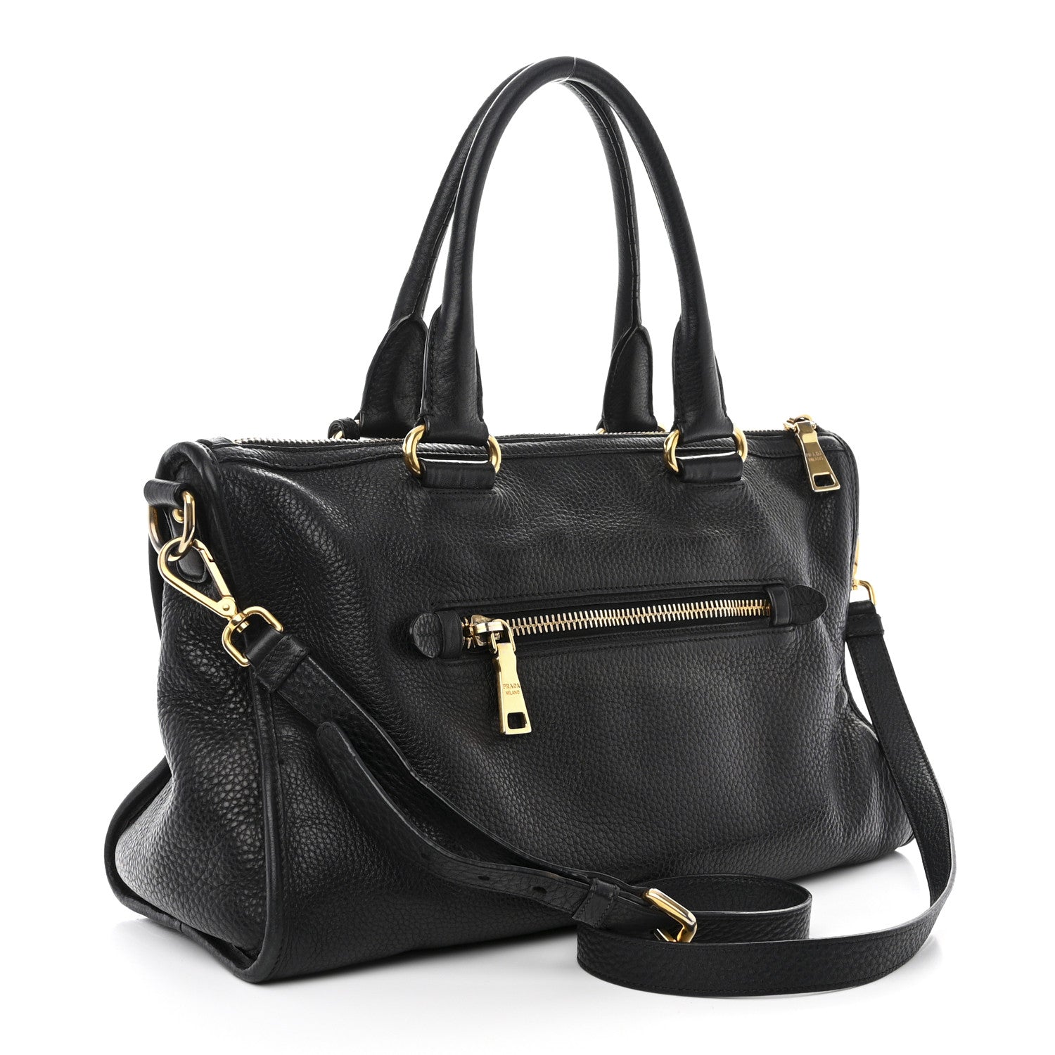Prada Vitello Daino Shopping Satchel Black 3 of 19