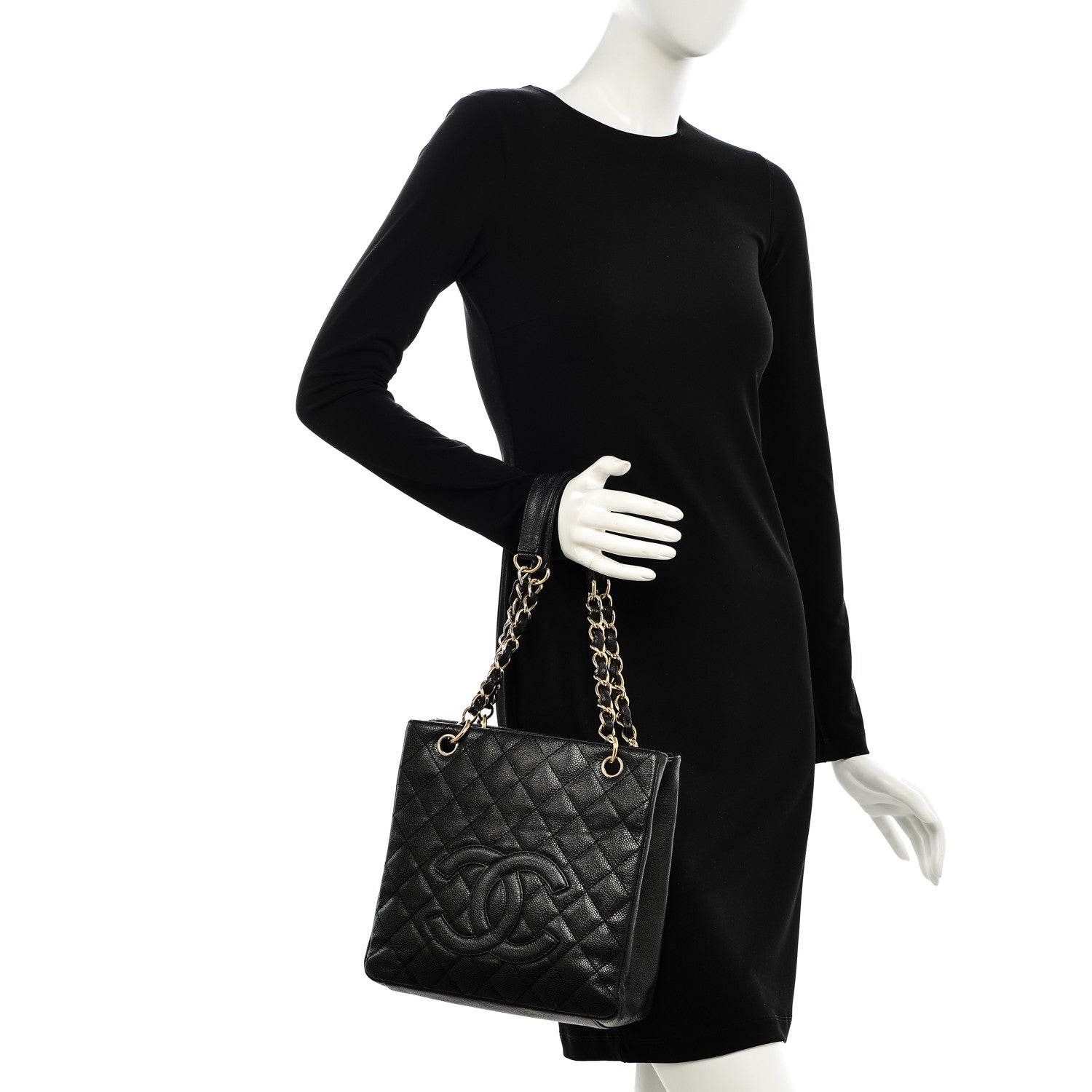 Chanel Caviar Quilted Petit Shopping Tote PST Black 2 of 8