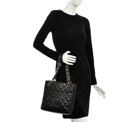 Chanel Caviar Quilted Petit Shopping Tote PST Black 2 of 8