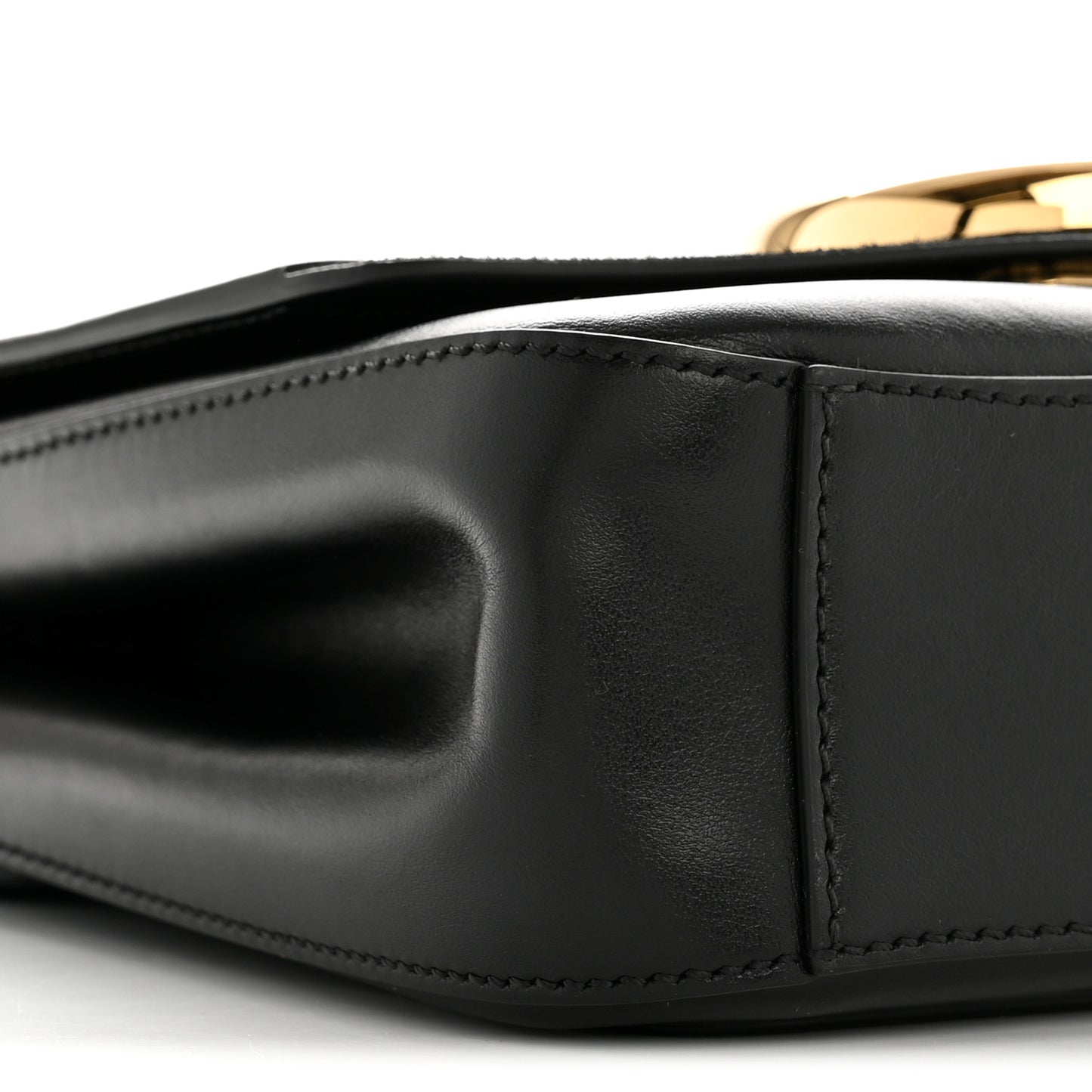 Shiny Calfskin Suede Small C Double Carry Black