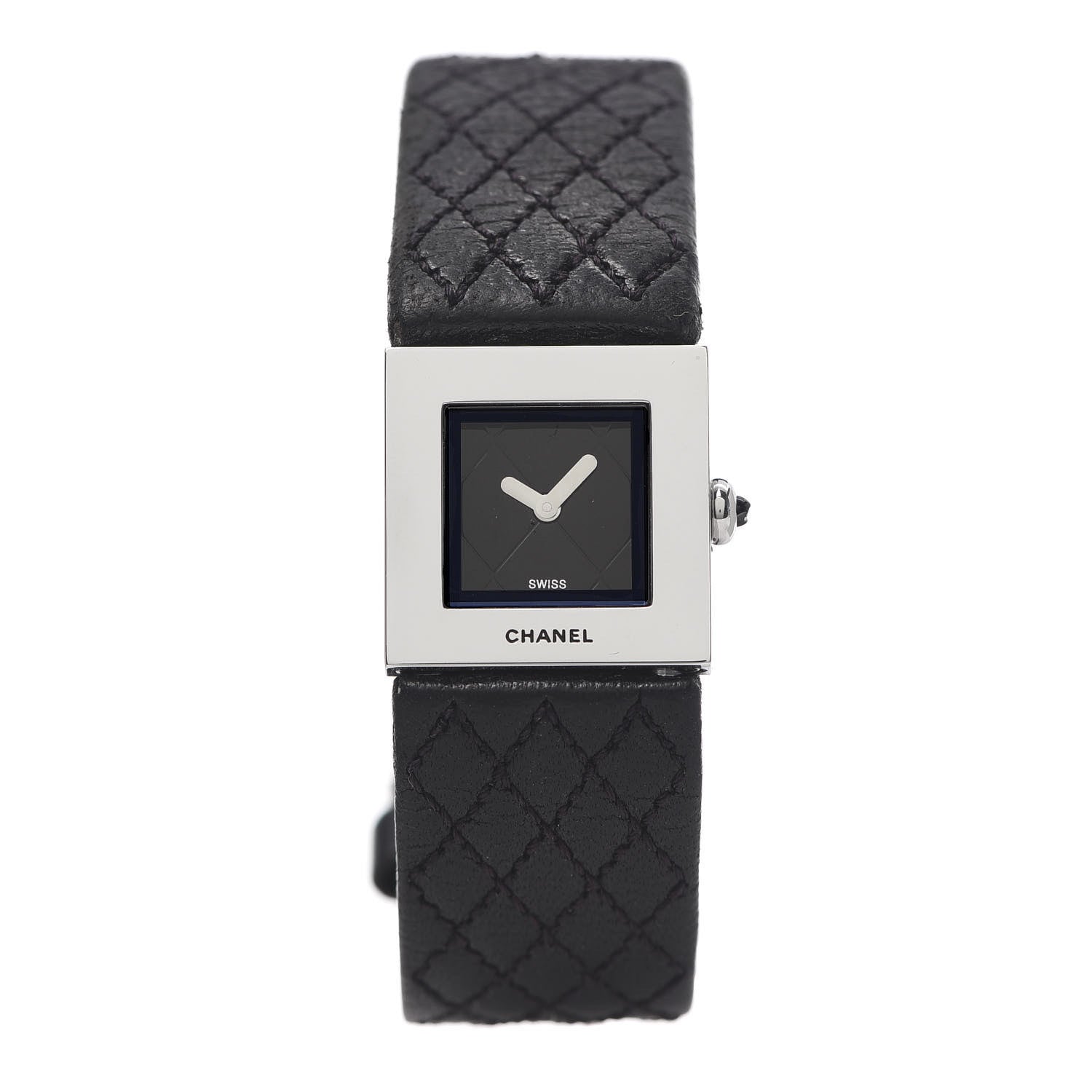 Chanel Stainless Steel Calfskin 19mm Acier Quartz Watch Black 1 of 7