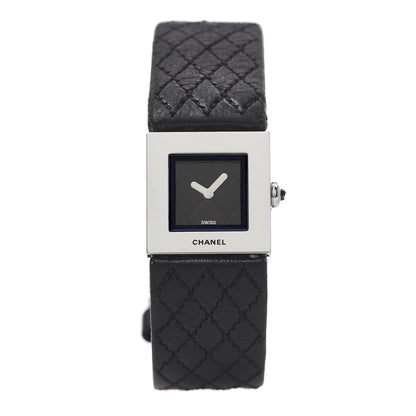 Chanel Stainless Steel Calfskin 19mm Acier Quartz Watch Black 1 of 7