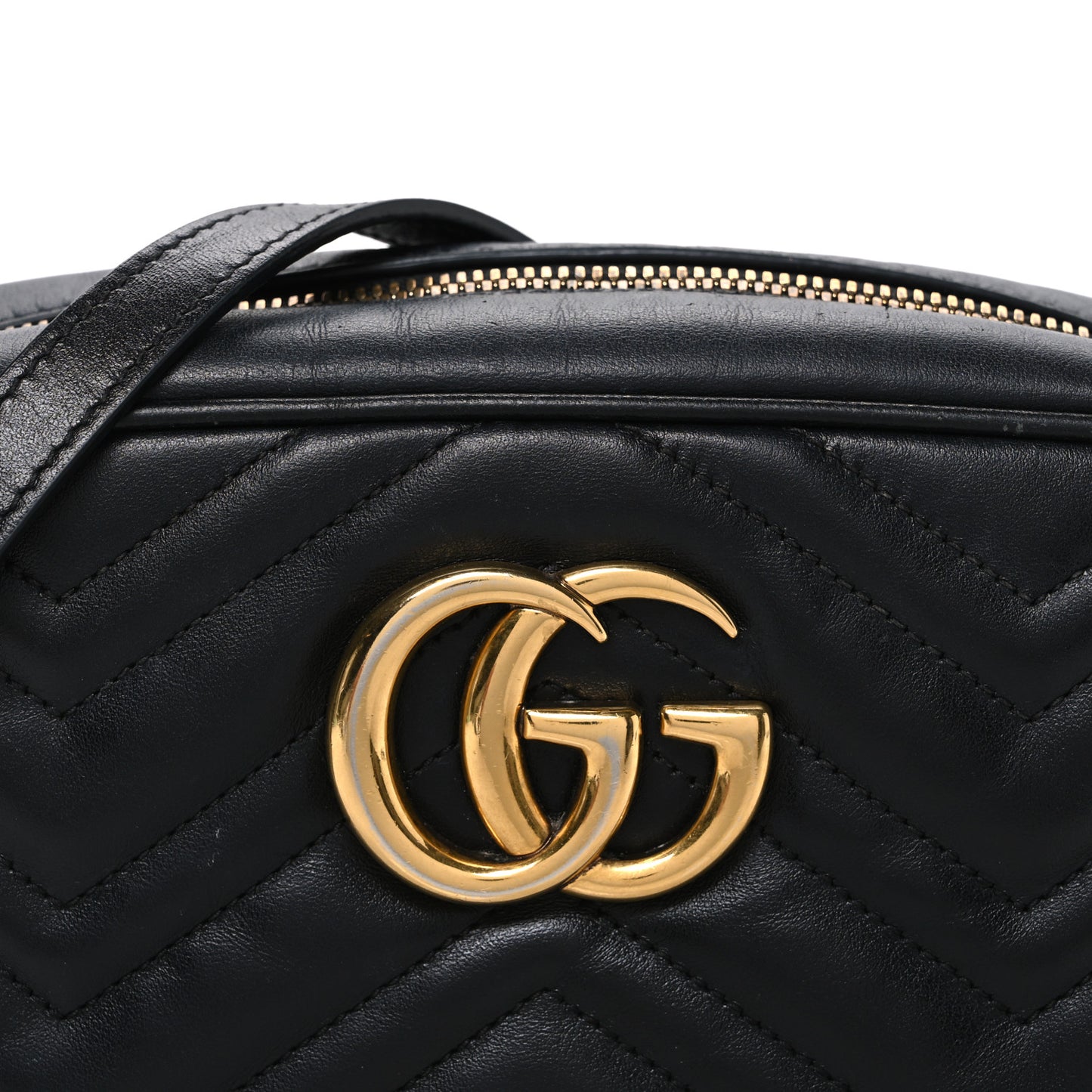 Calfskin Matelasse Small GG Marmont Chain Shoulder Bag Black