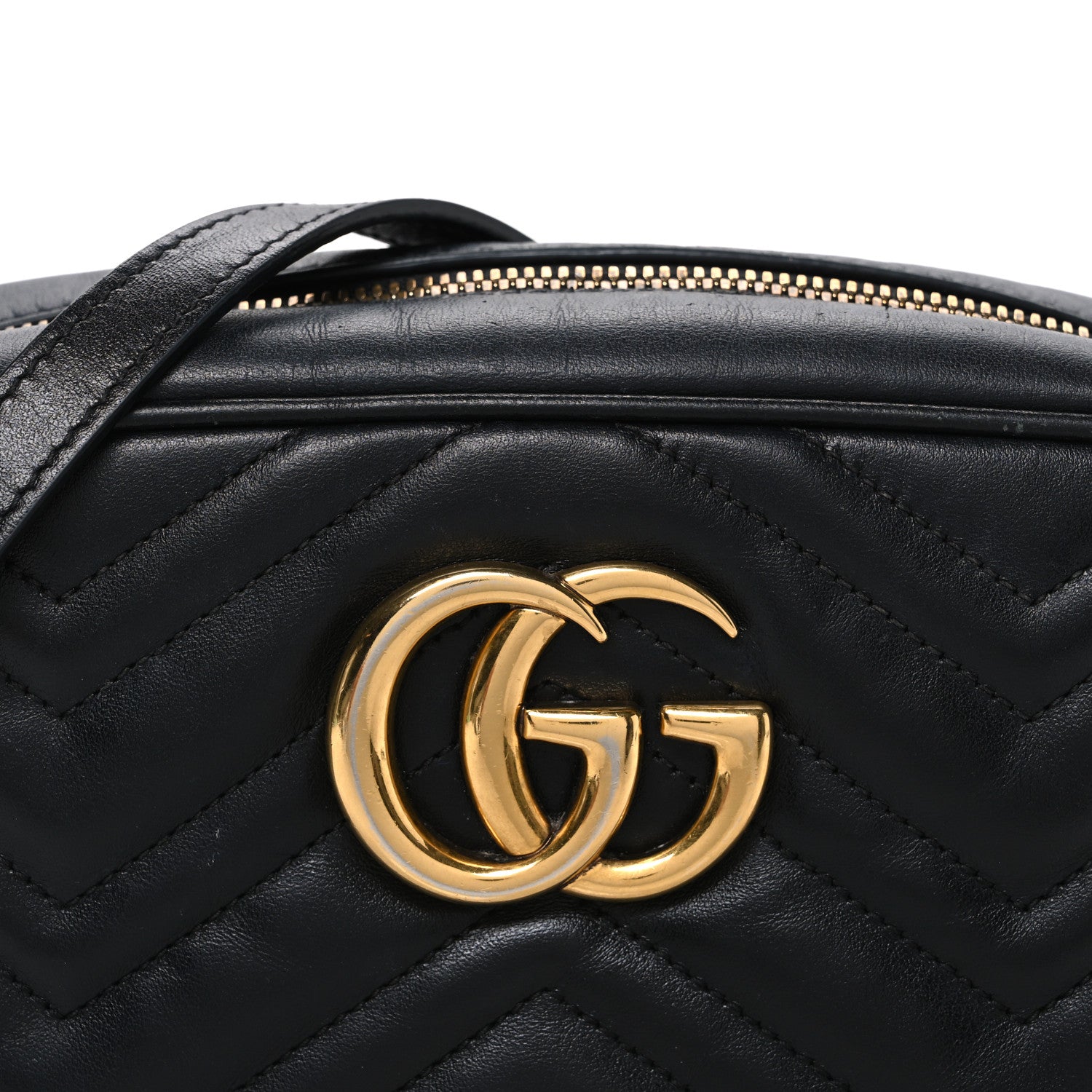 Gucci Calfskin Matelasse Small GG Marmont Chain Shoulder Bag Black 8 of 13