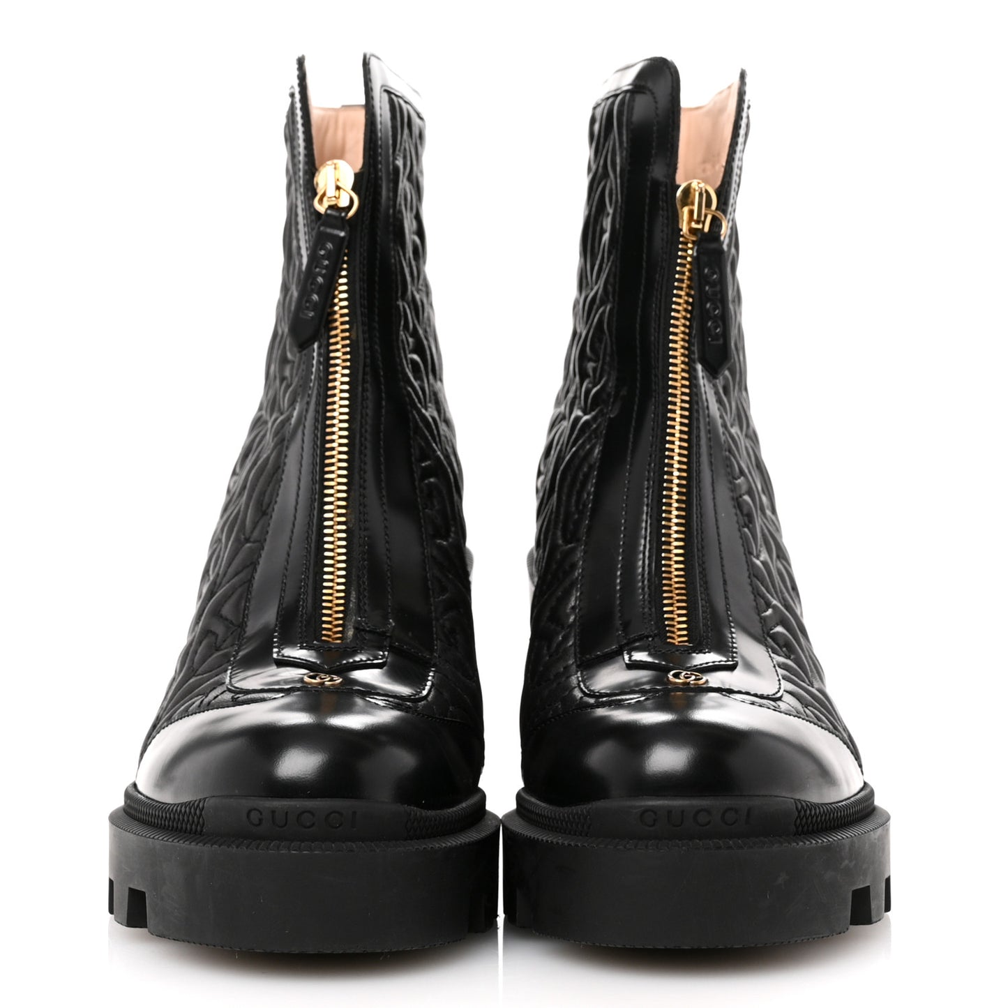Calfskin Nappa Rhombus Quilted Trip Ankle Boots 37 Black