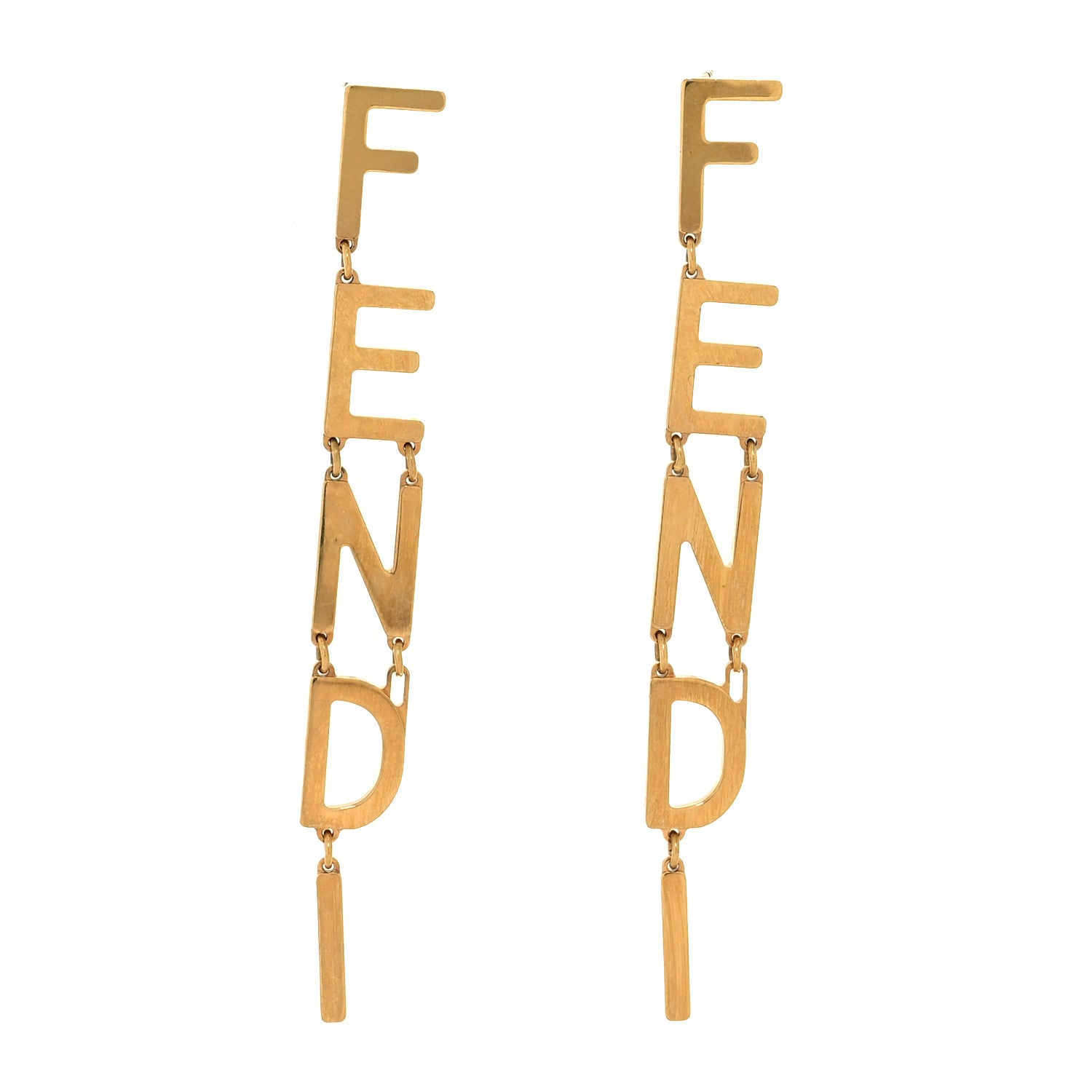 Fendi Metal Signature Earrings Gold 1 of 5