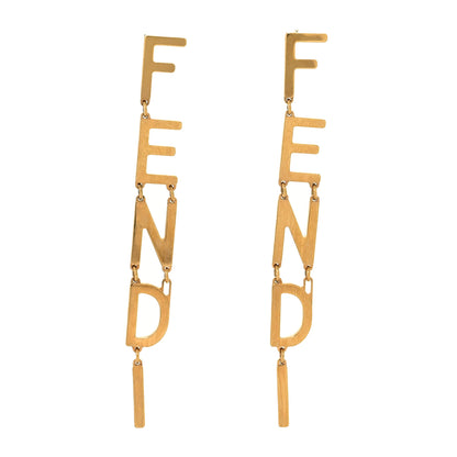 Fendi Metal Signature Earrings Gold 1 of 5