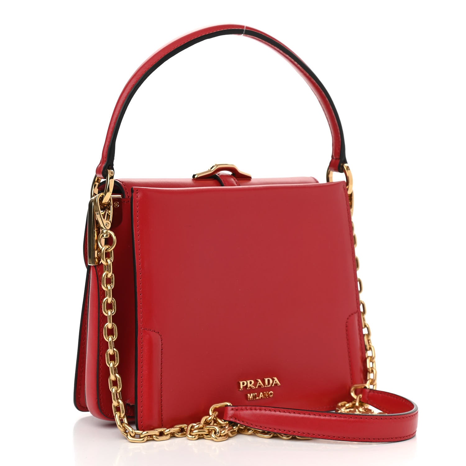 Prada City Calfskin Belle Top Handle Bag Red 3 of 11