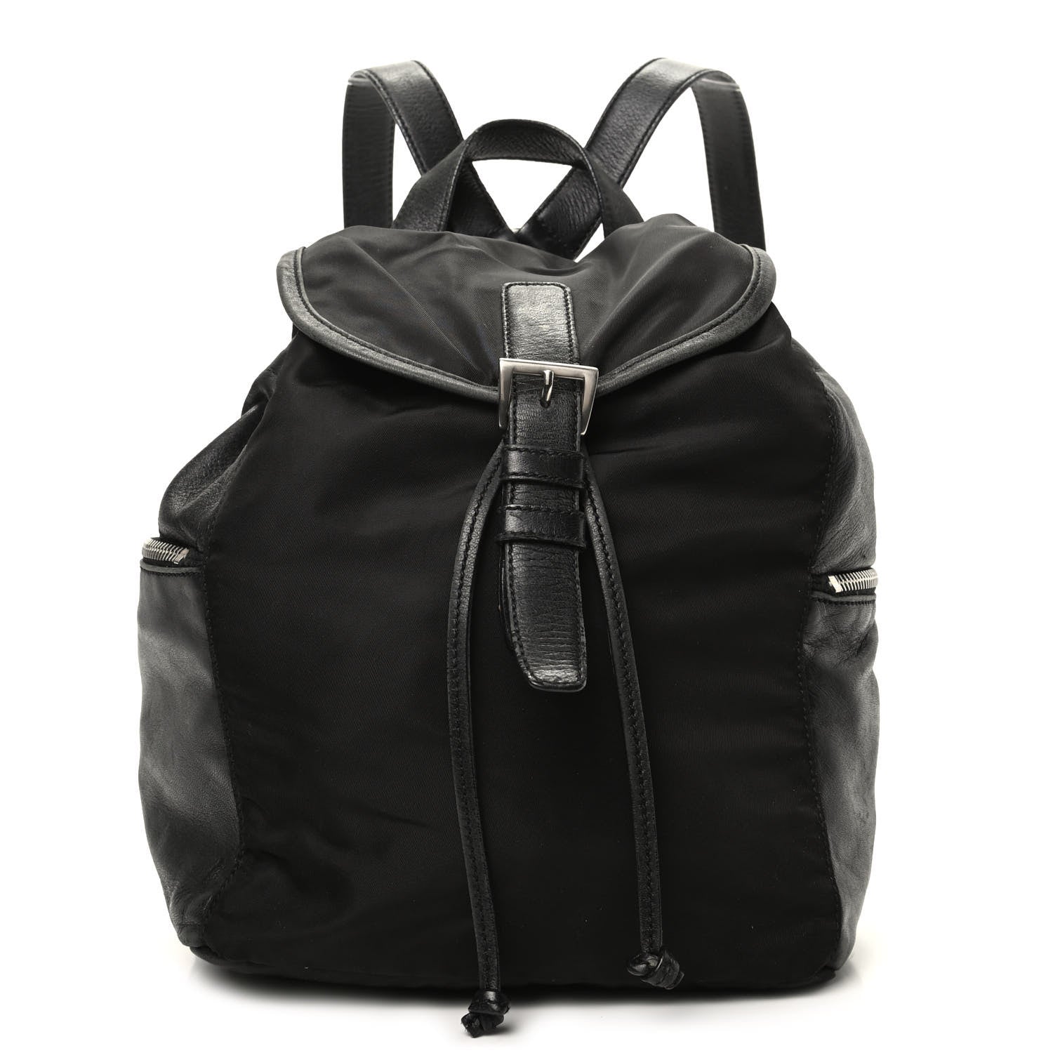 Prada Tessuto Nylon Calfskin Backpack Black 1 of 9