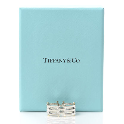 Tiffany Sterling Silver 18K Yellow Gold Gatelink Ring 56 7.5 5 of 5