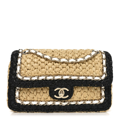 Chanel Raffia Chain Venice Beach Flap Bag Beige Black 1 of 12
