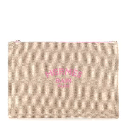 Hermes Toile Small Bain New Yachting Case Bubble Gum 1 of 8