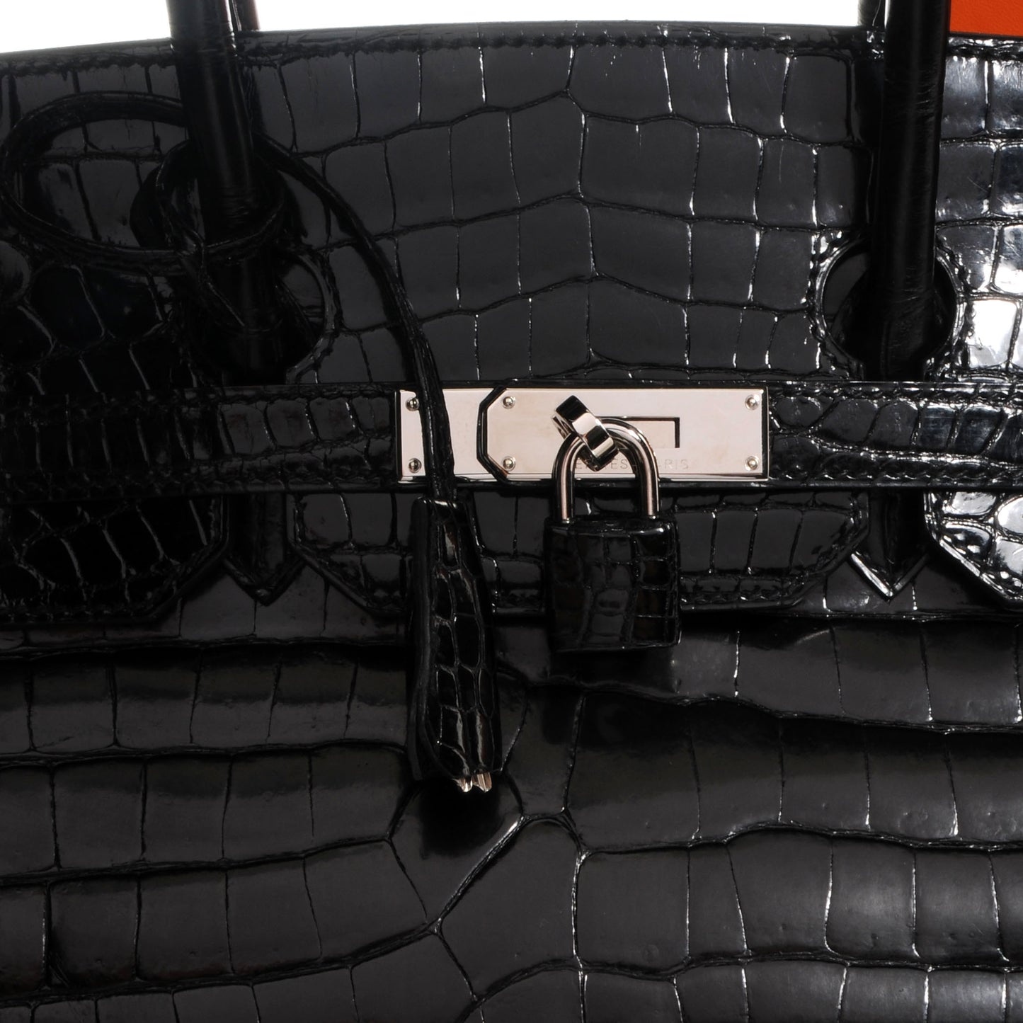 Shiny Porosus Crocodile Birkin 35 Black