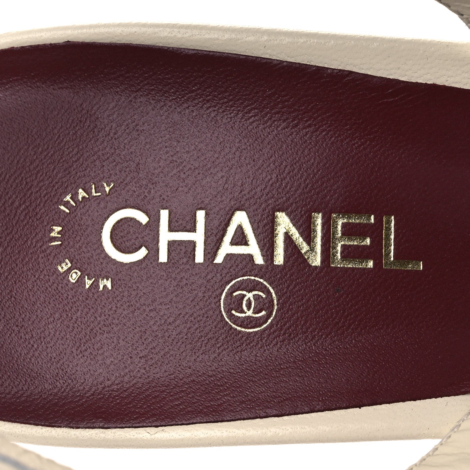 Chanel Lambskin Metallic Crackled Calfskin Square Cap Toe CC Slingback Pumps 38.5 Ivory Gold 9 of 11