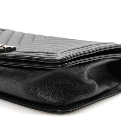 Chanel Calfskin Chevron Quilted New Medium Boy Flap Black 9 of 10