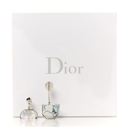 Christian Dior Howlite Crystal Asymmetric Drop Earrings White 5 of 5