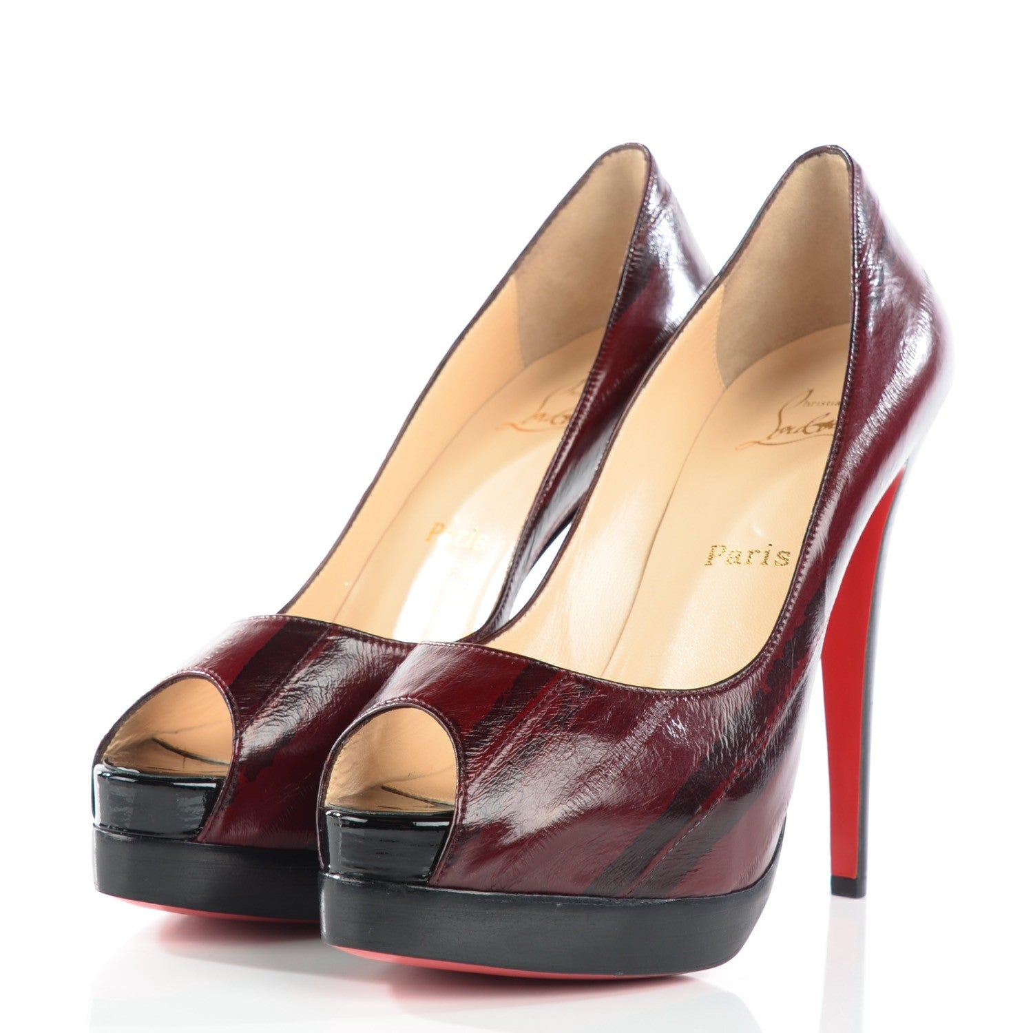 Christian Louboutin Eel Skin Altadama 140 Pumps 39 Red Vinaccia 3 of 8