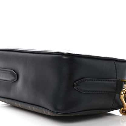 Fendi Glazed Fabric Vitello Century FF 1974 Stamp Patch Camera Case Mogano Panna Black 9 of 9