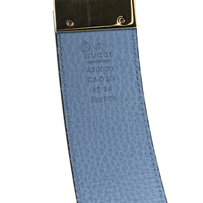 Gucci Dollar Calfskin 1973 Reversible Belt 85 34 Black Mineral Blue 3 of 6