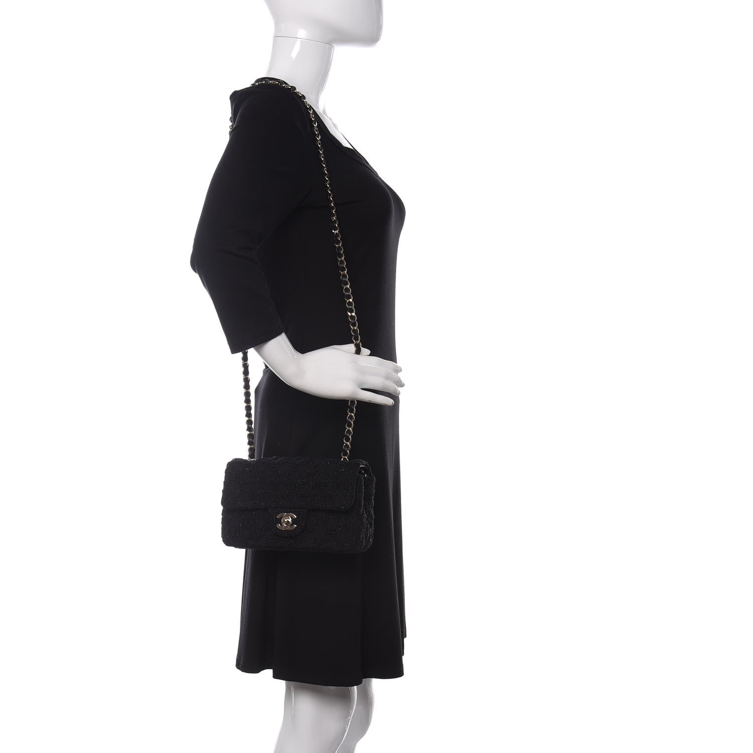 Chanel Tweed Quilted Mini Rectangular Flap Black 2 of 11