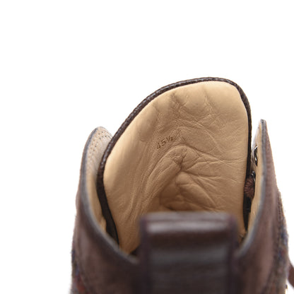 Christian Louboutin Calfskin Wool Snowflake Veau Velours Mens Lulu Flat Sneakers 45.5 Expresso Merlot 7 of 11