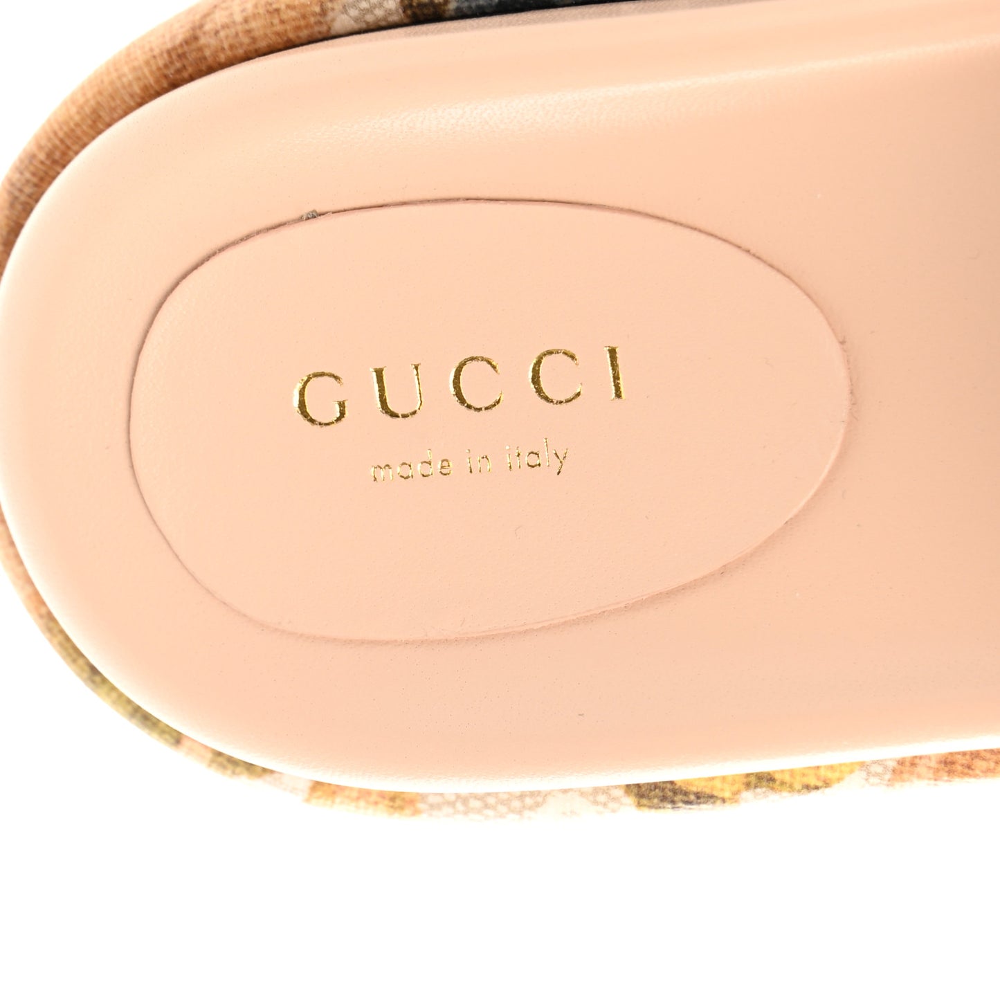 GG Supreme Monogram Water Flora Angelina Platform Slide Sandals 36.5 Beige White Multicolor