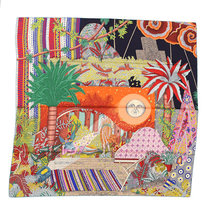 Hermes Cashmere Silk Acte III Scene I La Clairiere Shawl 140 Orange Vert Multicolore 1 of 5