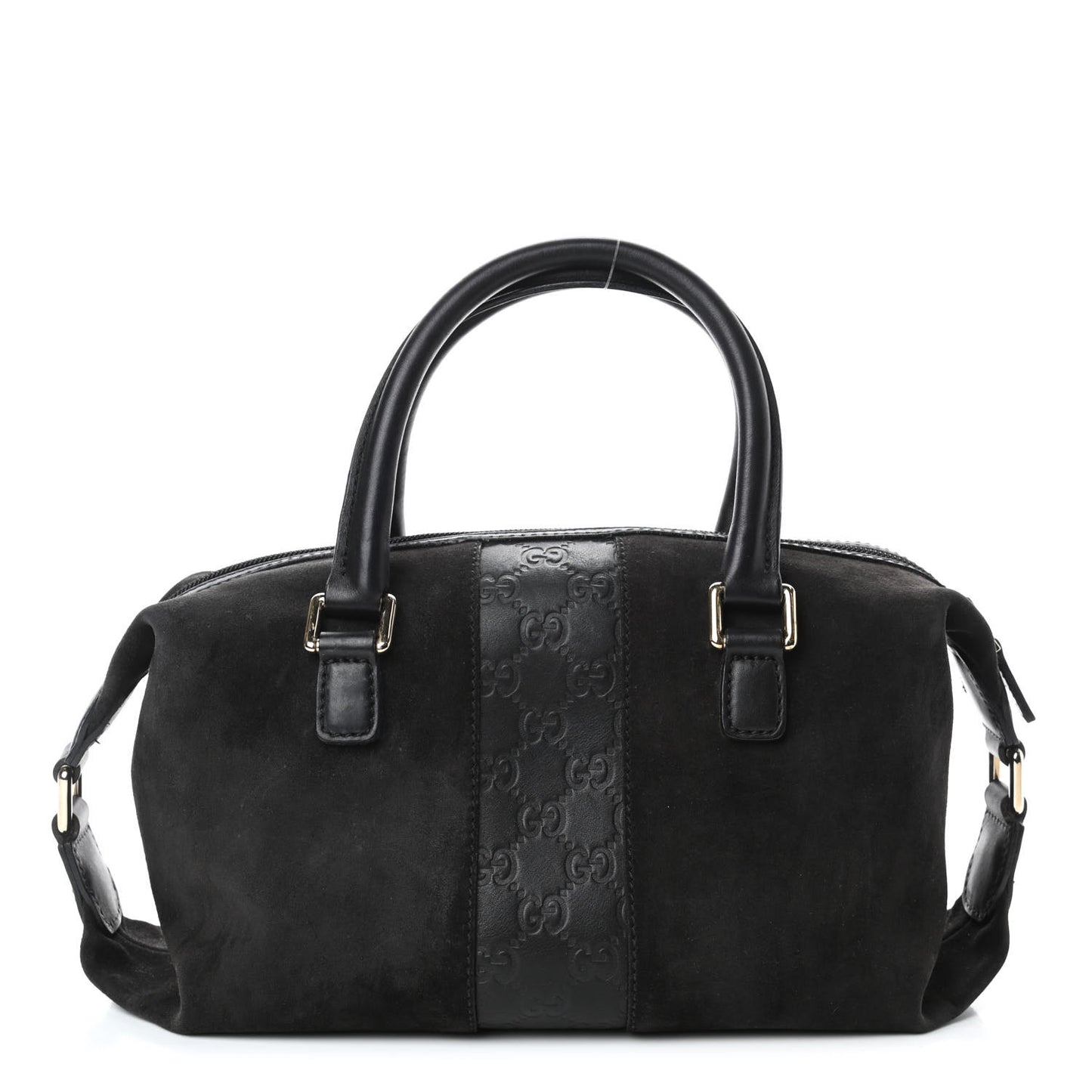 Suede Guccissima Small Boston Black