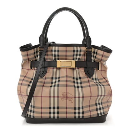 Burberry Haymarket Check Medium Golderton Tote Chocolate 1 of 10