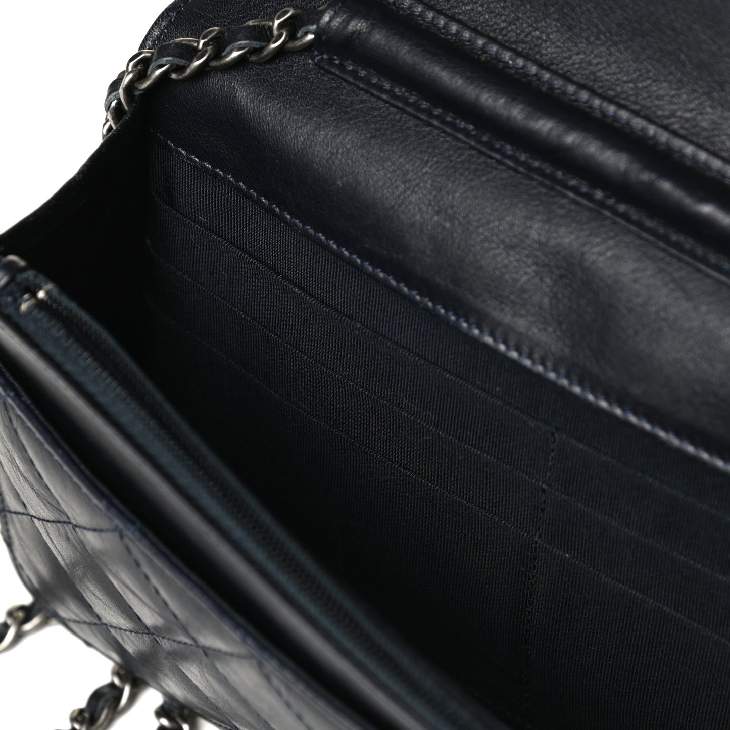 Aged Calfskin Quilted Reissue Wallet On Chain WOC Navy