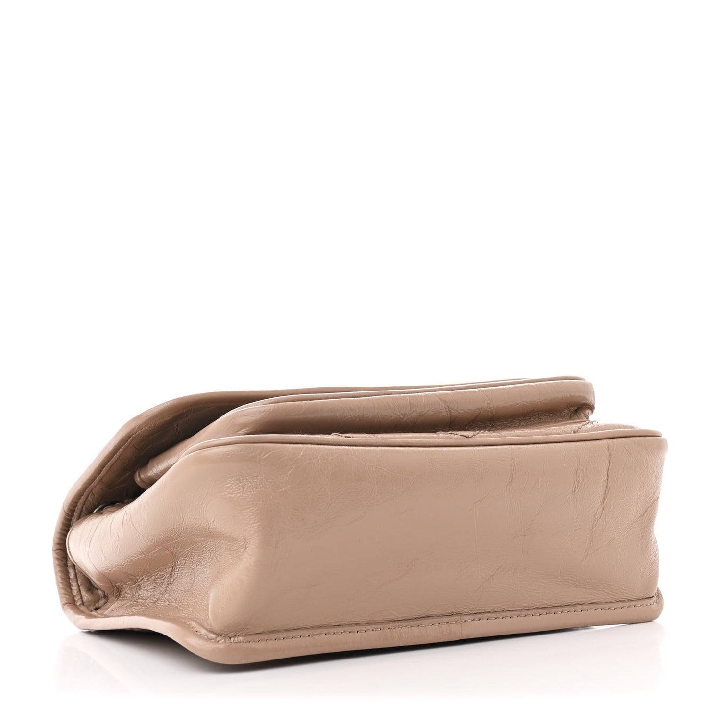 Crinkled Calfskin Matelasse Monogram Baby Niki Chain Satchel Light Taupe