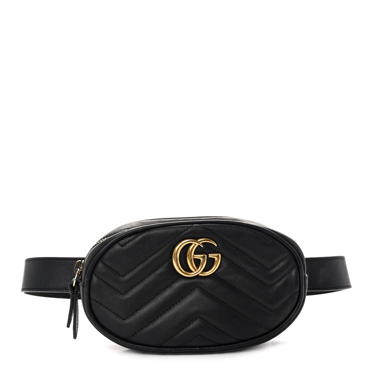 Gucci Calfskin Matelasse GG Marmont Belt Bag 75 30 Black 1 of 10
