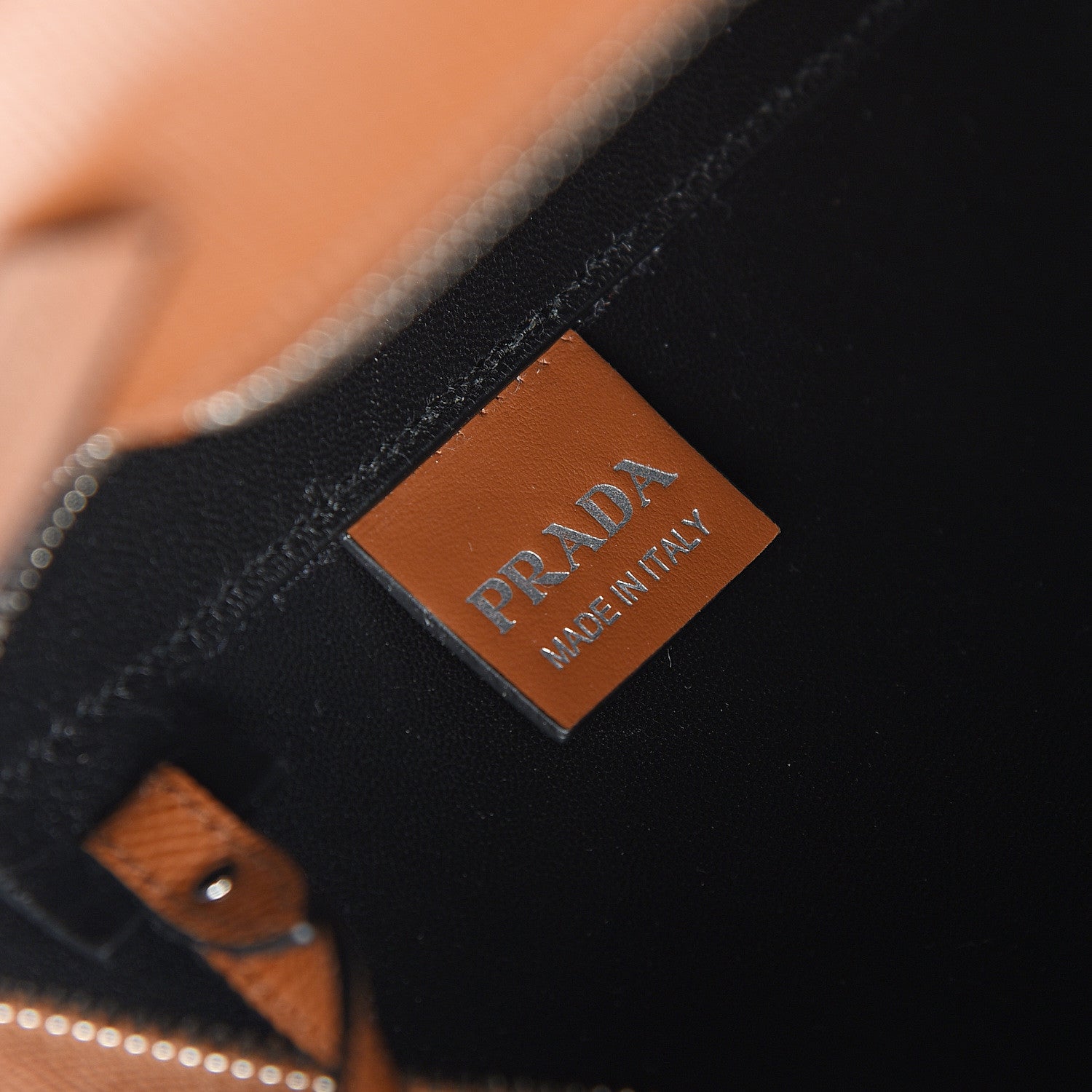 Prada Saffiano Cuir Shopping Tote Cognac Black 5 of 7